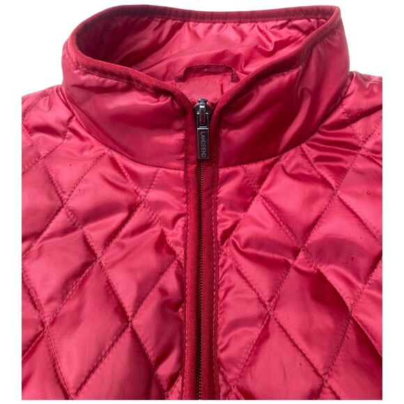 Lands’ End Women’s Red Quilted Vest XL Lightweight Zip Pockets Primaloft - Picture 8 of 12